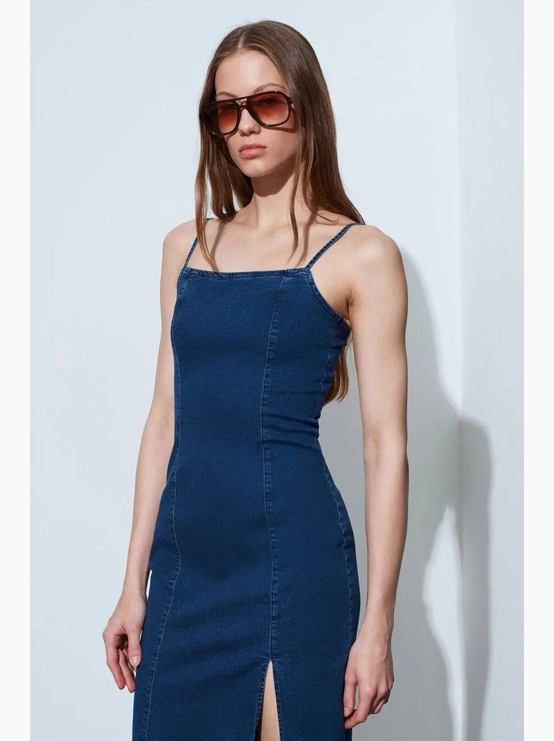 Robe midi en jean ajustée sans manches dilvin Bleu outremer - Kiabi