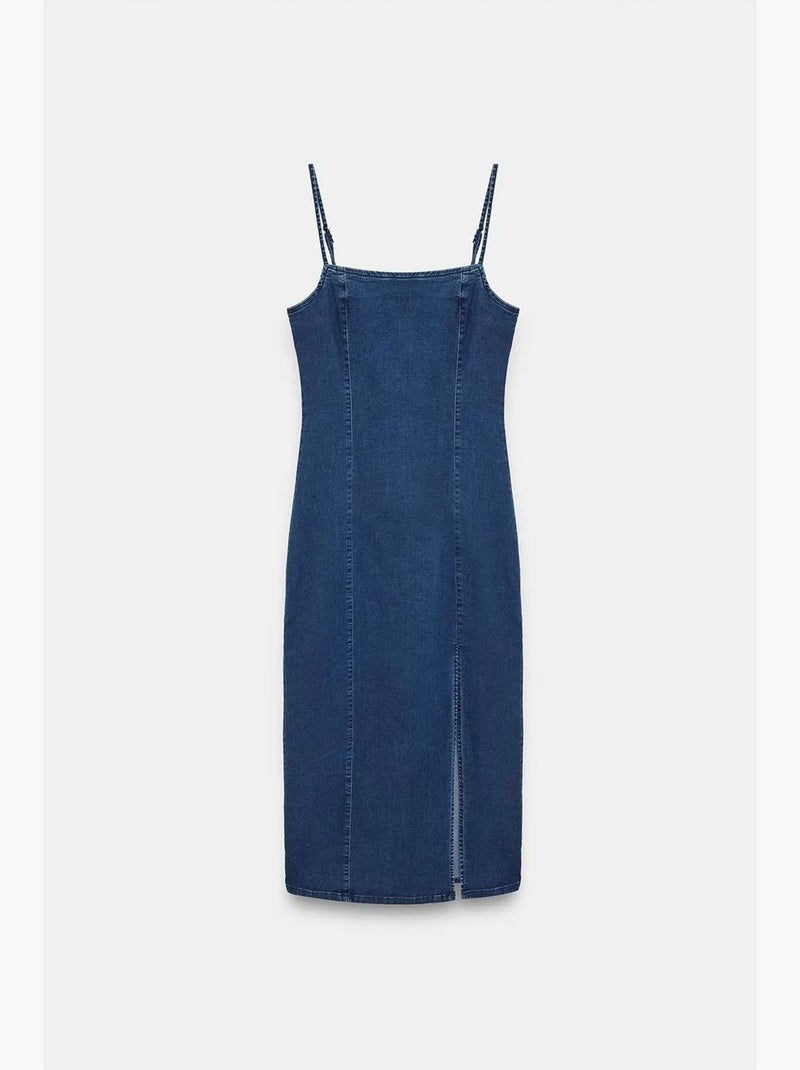 Robe midi en jean ajustée sans manches dilvin Bleu outremer - Kiabi