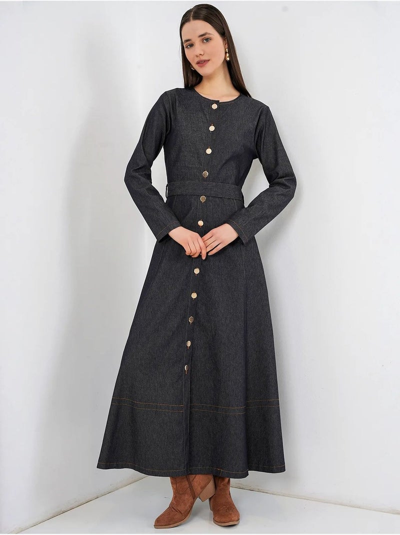 Robe midi en jean ceinturée bdart Bleu marine - Kiabi