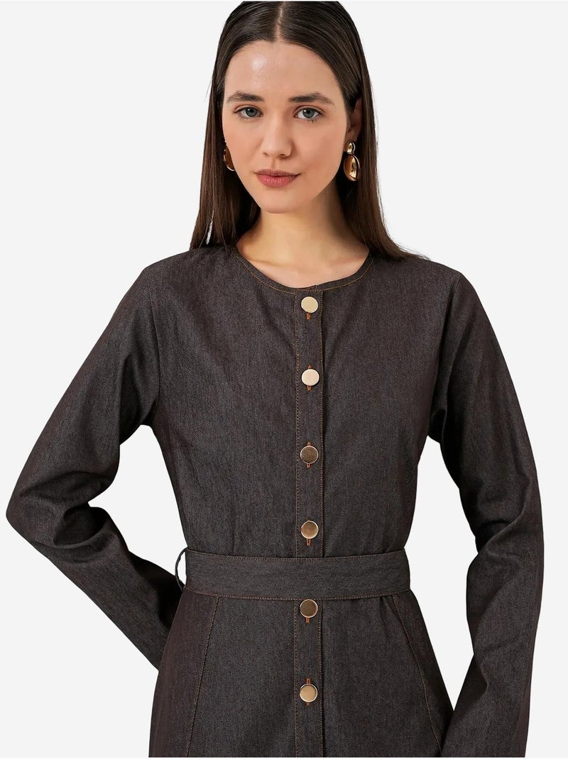 Robe midi en jean ceinturée bdart Gris foncé - Kiabi