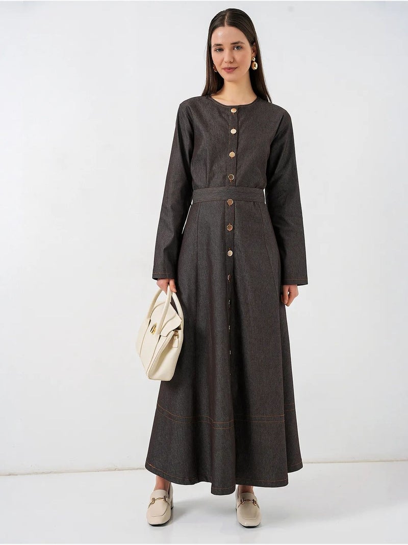 Robe midi en jean ceinturée bdart Gris foncé - Kiabi