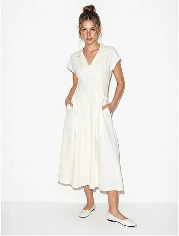 Robe midi en jersey coupe trapèze avec col polo lucci