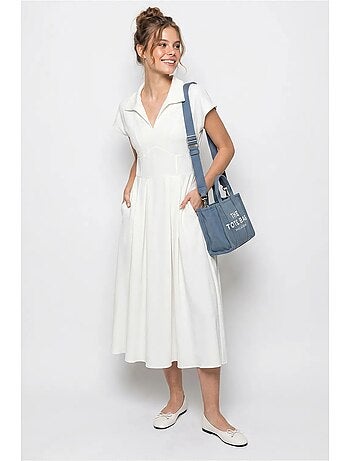 Robe midi en jersey coupe trapèze avec col polo lucci