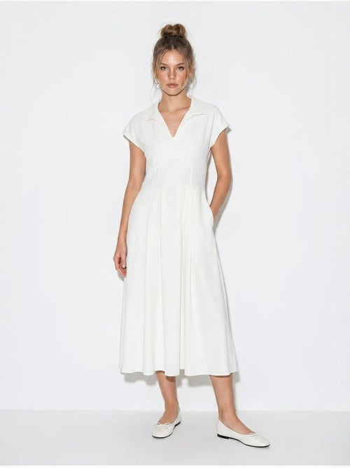 Robe midi en jersey coupe trapèze avec col polo lucci - Kiabi Robe midi en jersey coupe trapèze avec col polo lucci - Kiabi
