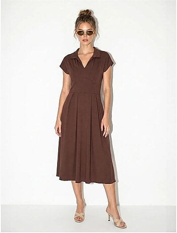 Robe midi en jersey coupe trapèze avec col polo lucci
