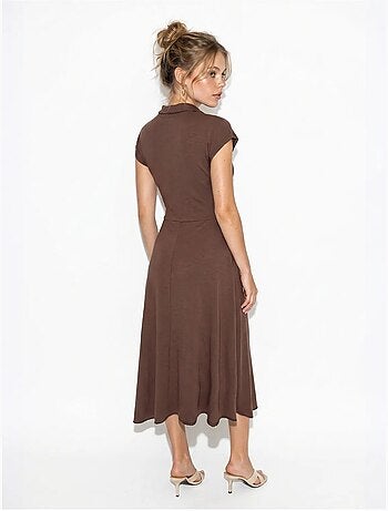 Robe midi en jersey coupe trapèze avec col polo lucci