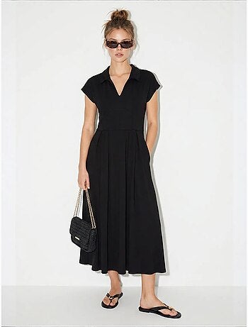 Robe midi en jersey coupe trapèze avec col polo lucci