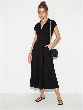 Robe midi en jersey coupe trapèze avec col polo lucci