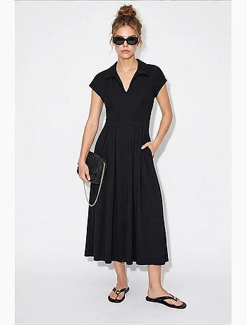 Robe midi en jersey coupe trapèze avec col polo lucci