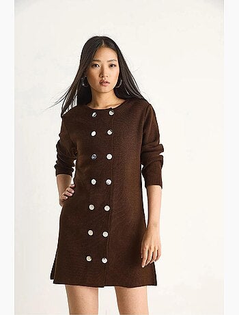 Robe midi en maille côtelée avec fermeture boutonnée lucci