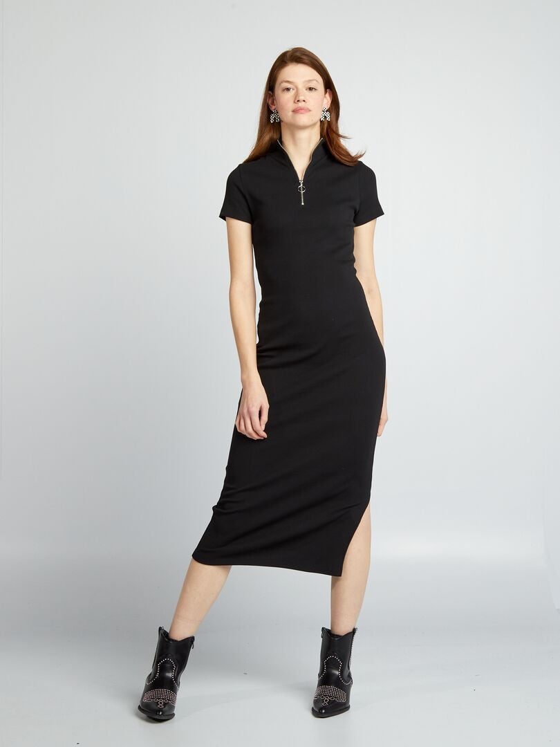 Robe Midi En Maille C Tel E Noir Kiabi