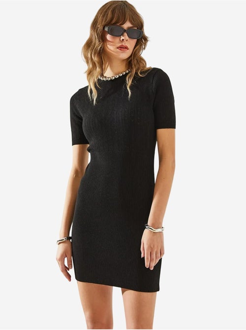 Robe midi en maille coupe ajustée à col rond lucci - Kiabi