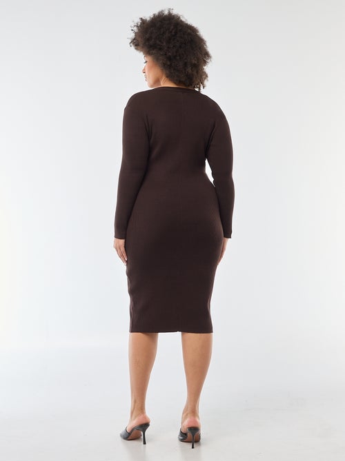 Robe midi en maille lourde côtelée esprit gilet - Kiabi