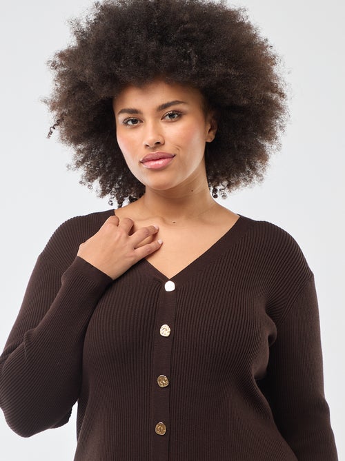 Robe midi en maille lourde côtelée esprit gilet - Kiabi