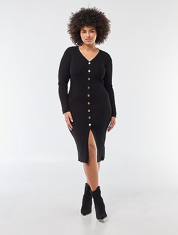 Robe midi en maille lourde côtelée esprit gilet