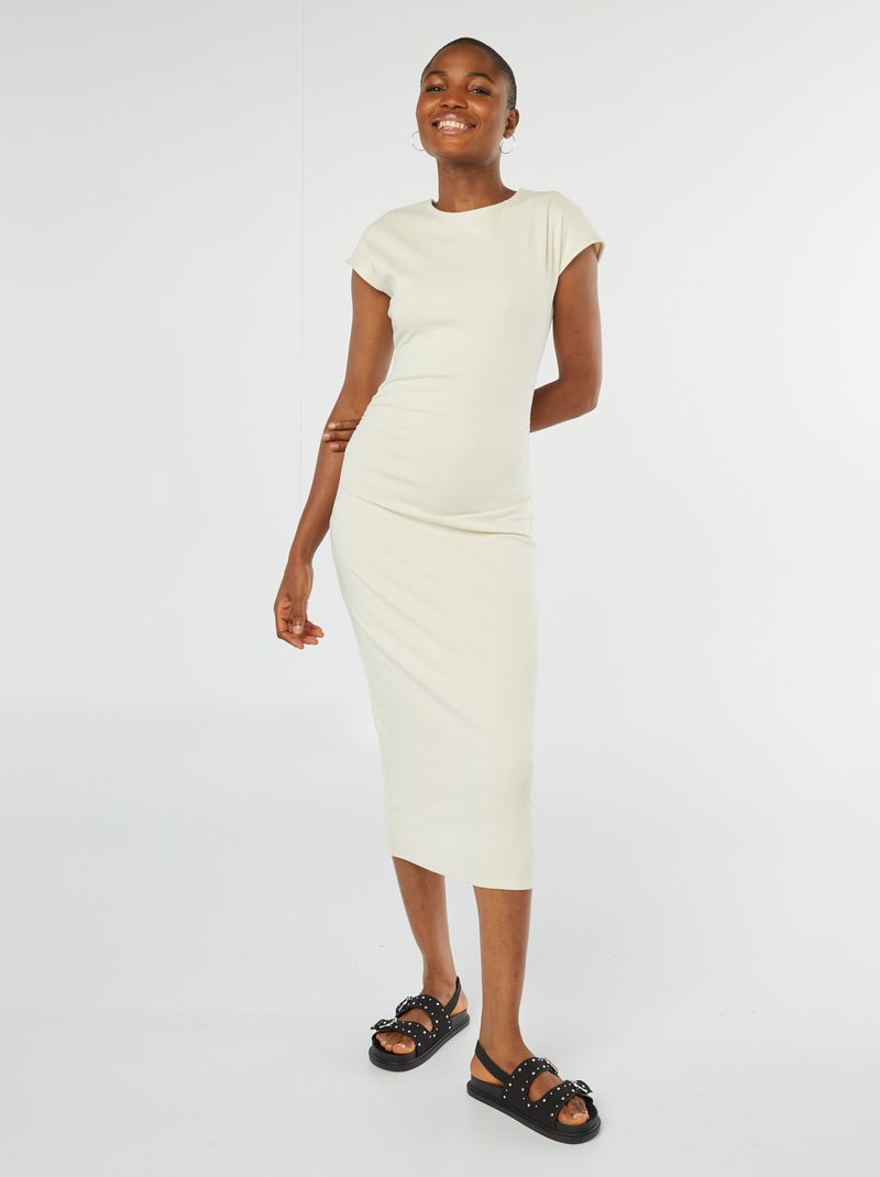 Robe midi en maille stretch - beige - Femme - 12.60€ - Kiabi