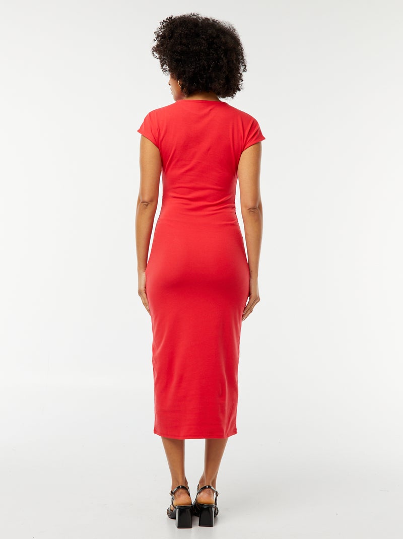 Robe midi en maille stretch ROUGE - Kiabi