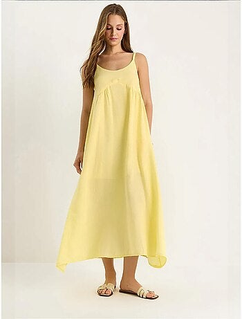 Robe midi en mousseline texturée avec poche lucci