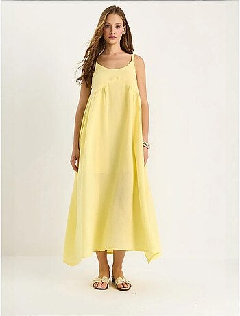 Robe midi en mousseline texturée avec poche lucci