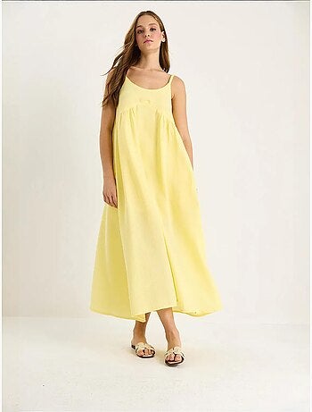 Robe midi en mousseline texturée avec poche lucci