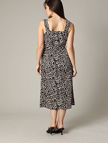 Robe midi en tissu gaufré à motifs léopard 'Deeluxe'