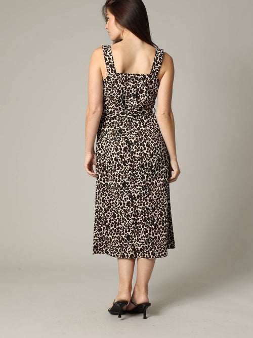 Robe midi en tissu gaufré à motifs léopard 'Deeluxe' - Kiabi