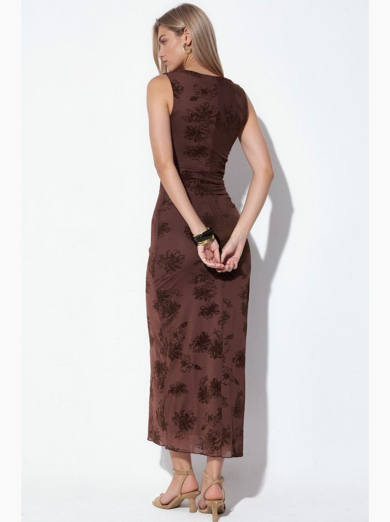 Robe midi en tulle à encolure carrée hiccup Marron chocolat - Kiabi