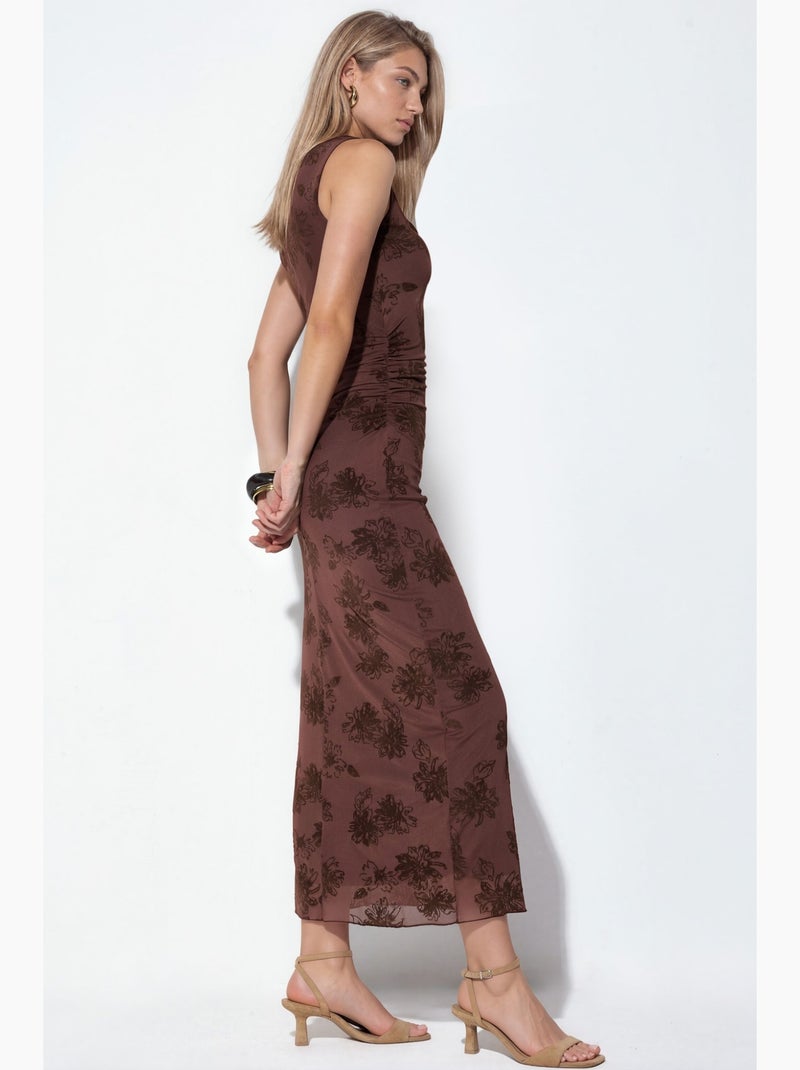 Robe midi en tulle à encolure carrée hiccup Marron chocolat - Kiabi