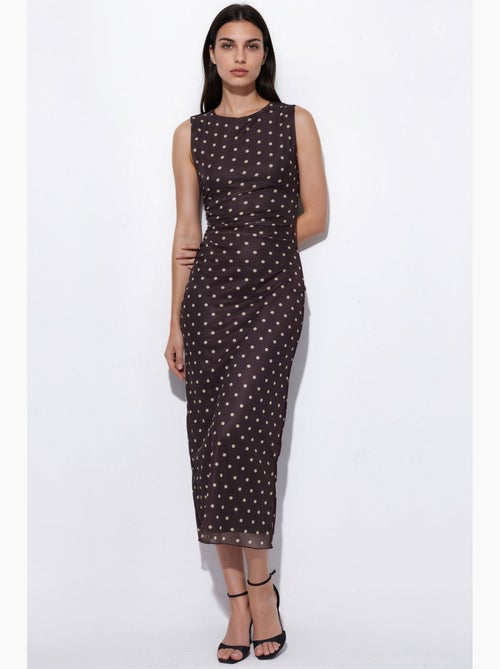 Robe midi en tulle à pois et col rond hiccup - Kiabi Robe midi en tulle à pois et col rond hiccup - Kiabi