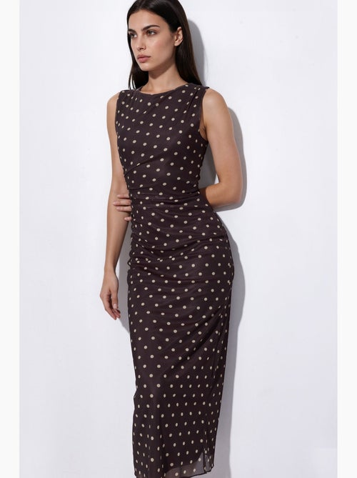 Robe midi en tulle à pois et col rond hiccup - Kiabi Robe midi en tulle à pois et col rond hiccup - Kiabi