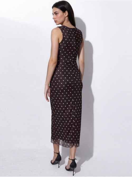 Robe midi en tulle à pois et col rond - Kiabi