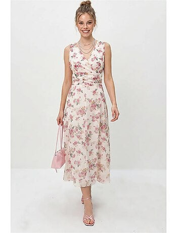 Robe midi évasée à motif floral lucci