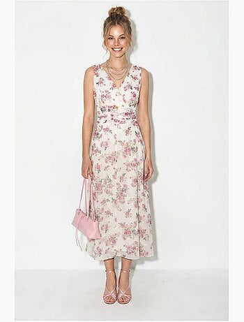 Robe midi évasée à motif floral lucci