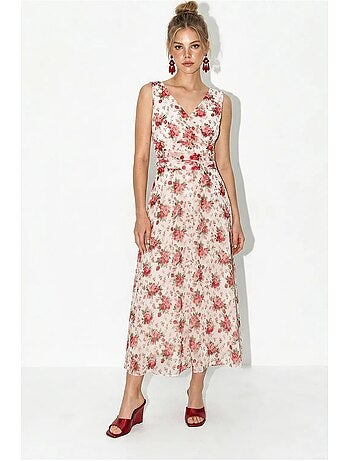 Robe midi évasée à motif floral lucci