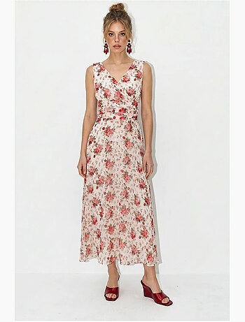 Robe midi évasée à motif floral lucci