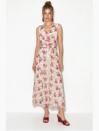 Robe midi évasée à motif floral lucci
