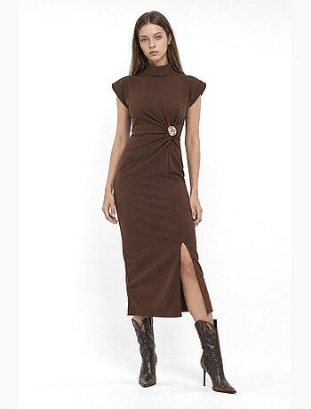 Robe midi femme à demi-col roulé busem