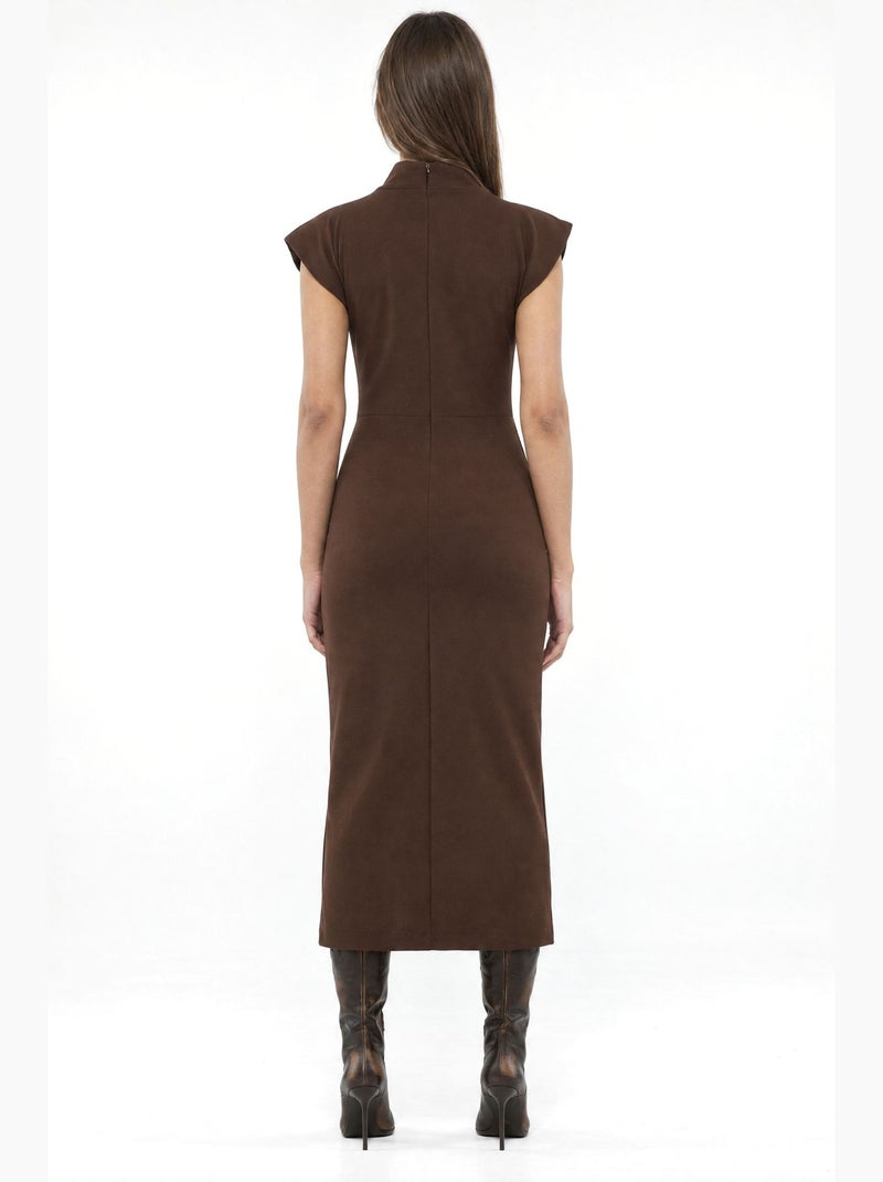 Robe midi femme à demi-col roulé busem Marron - Kiabi