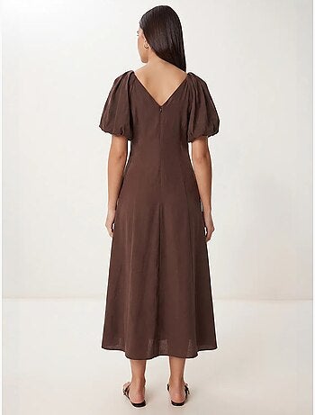 Robe midi femme ligne a avec col en v istanbul