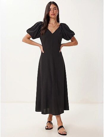 Robe midi femme ligne a avec col en v istanbul