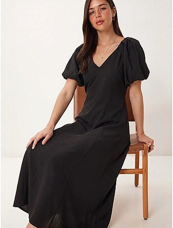 Robe midi femme ligne a avec col en v istanbul