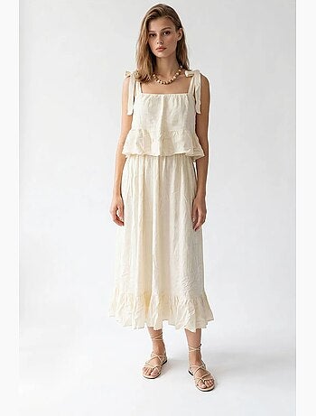 Robe midi femme sans manches à ligne a mixray