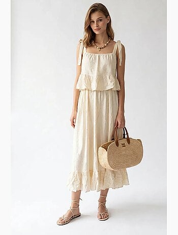 Robe midi femme sans manches à ligne a mixray