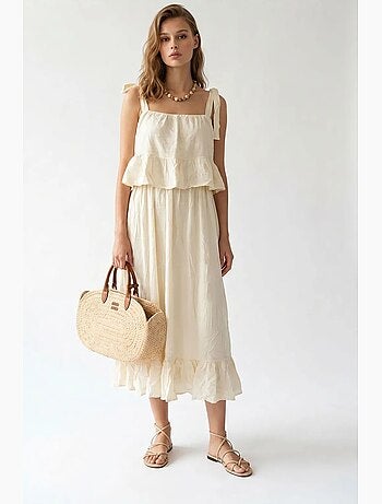 Robe midi femme sans manches à ligne a mixray