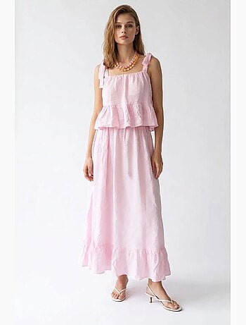 Robe midi femme sans manches à ligne a mixray