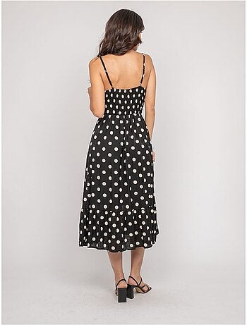 Robe midi fines bretelles motif pois ilomia