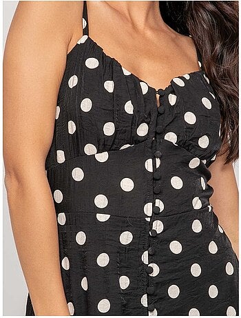Robe midi fines bretelles motif pois ilomia