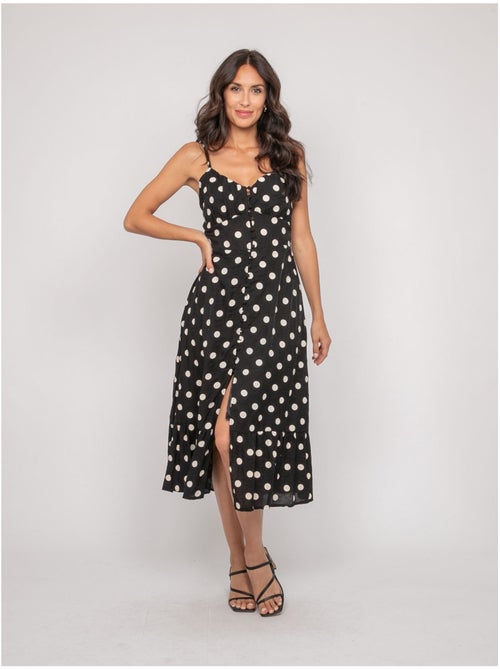 Robe midi fines bretelles motif pois ilomia - Kiabi Robe midi fines bretelles motif pois ilomia - Kiabi
