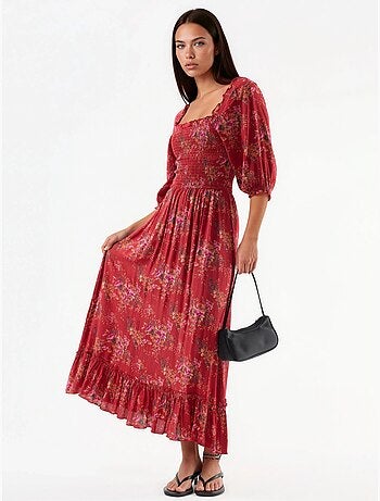Robe midi fleurie à col carré busem