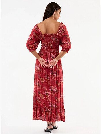 Robe midi fleurie à col carré busem